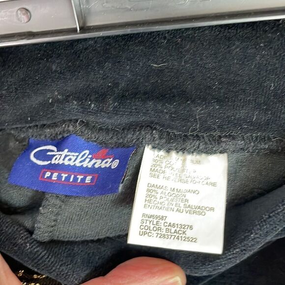 Vintage Catalina Jogging Suit Sweat Suit Velvet Size Medium Black Gold 2 piece - Picture 9 of 11
